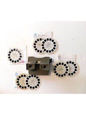 Vintage Sawyers View-Master Tan Viewer With 8 Classic Reel Set